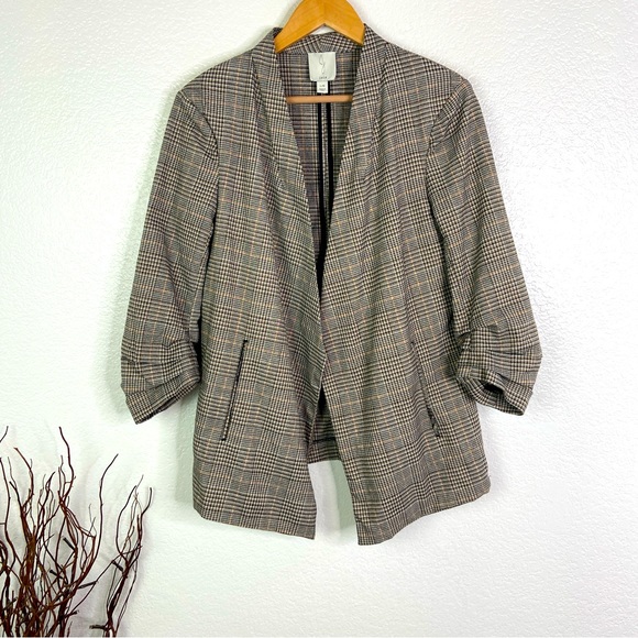 JOIE Plaid Open Front Oversized Blazer Size L - Picture 1 of 7
